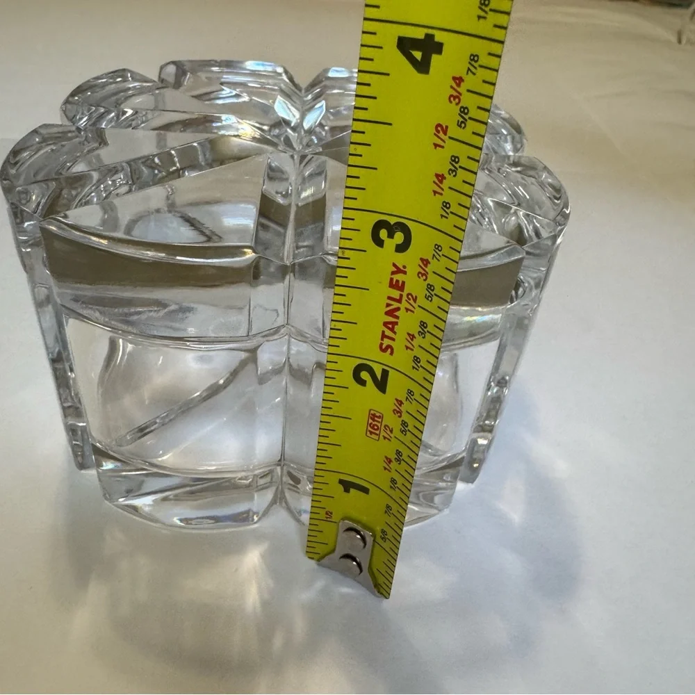 Vintage Mikasa Heavy Crystal Trinket Box Cut Glass Dish 4”